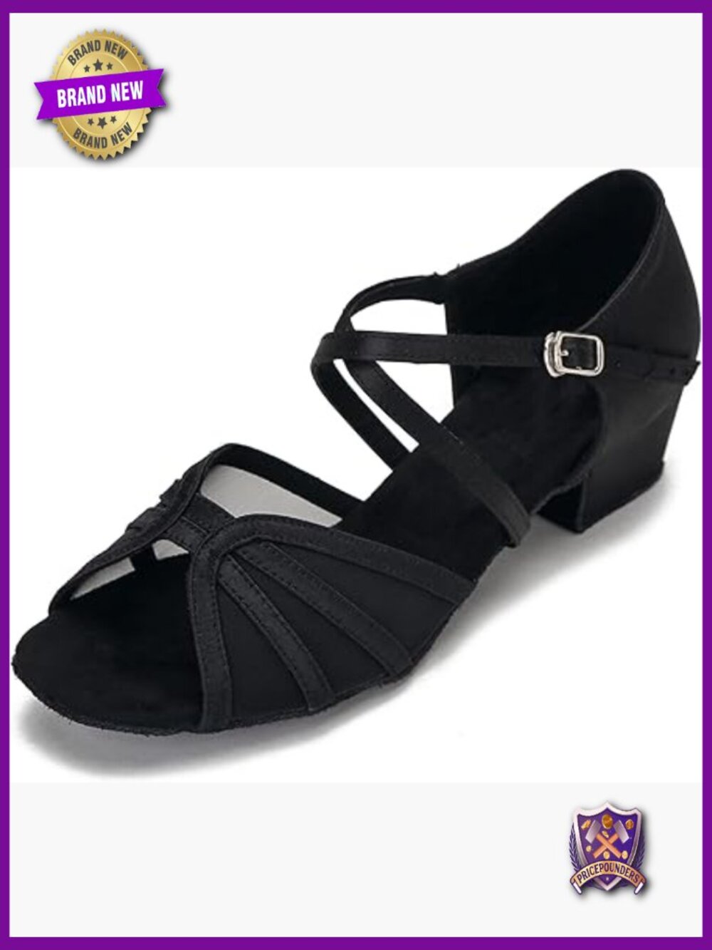 1.5 Inch Heel Ballroom Dance Shoes Latin Salsa Practice Pump Block Heel Open Toe